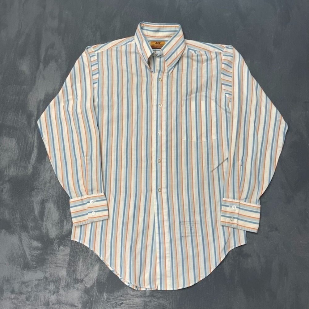 Vintage Van hauser 417 button up shirt mens medium blue 1980s USA